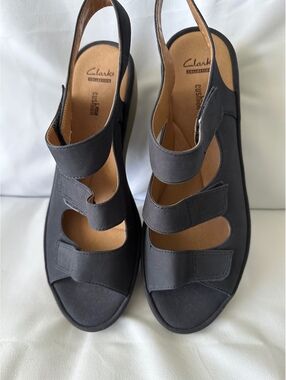 Clarks Reedly Juno Women’s 10 Wide Navy Leather Comfort Sandals Soft Cushion